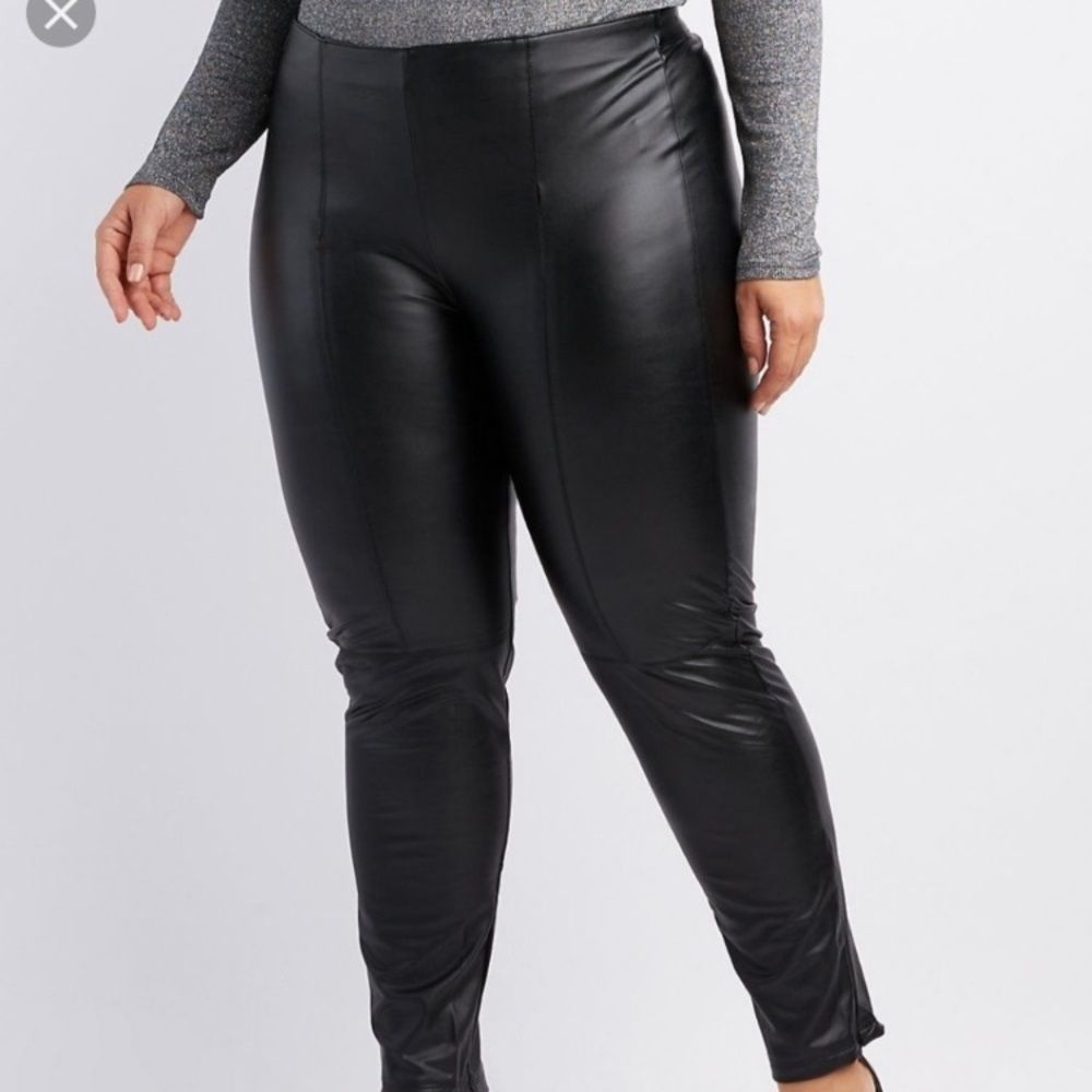 Charlotte Russe High-waisted Faux Leather Pleated Side Zip Pull-on Pant/Legging